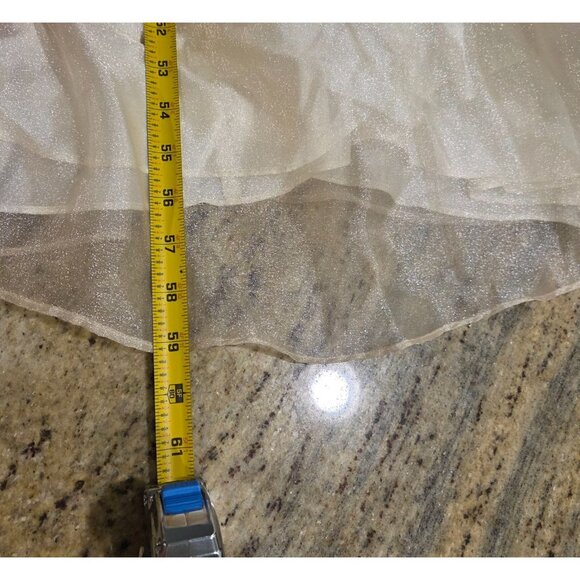 New! Te Rez New York Vintage Champagne Brocade Tull Formal Dress Size 10 Halter - Picture 4 of 16